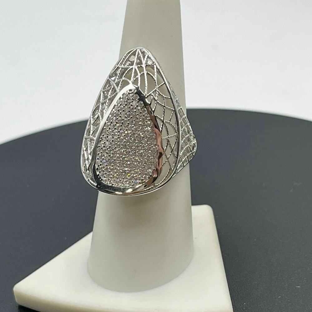 Sterling Silver Cubic Zirconia
Spider Web Weave Design Ring‎ 2.40 Cts New Sz 8